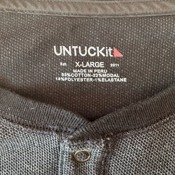 UNTUCKit Men’s Textured Schrock Long Sleeve Henley Shirt Size XL Black - Picture 6 of 9